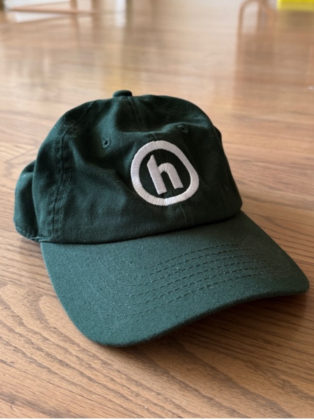Hidden “Dad cap” Green Baseball Cap with White Circular 'h' Logo